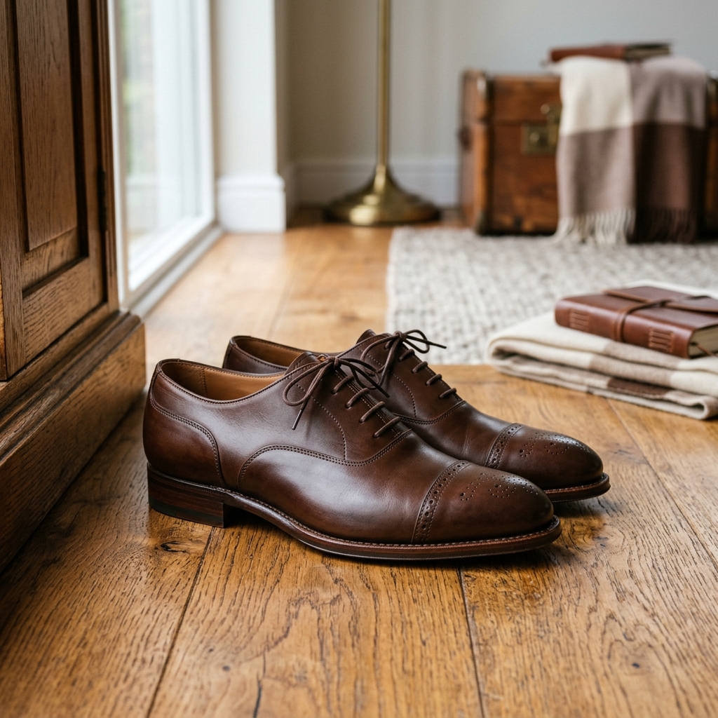 Close-up of premium leather shoe craftsmanship